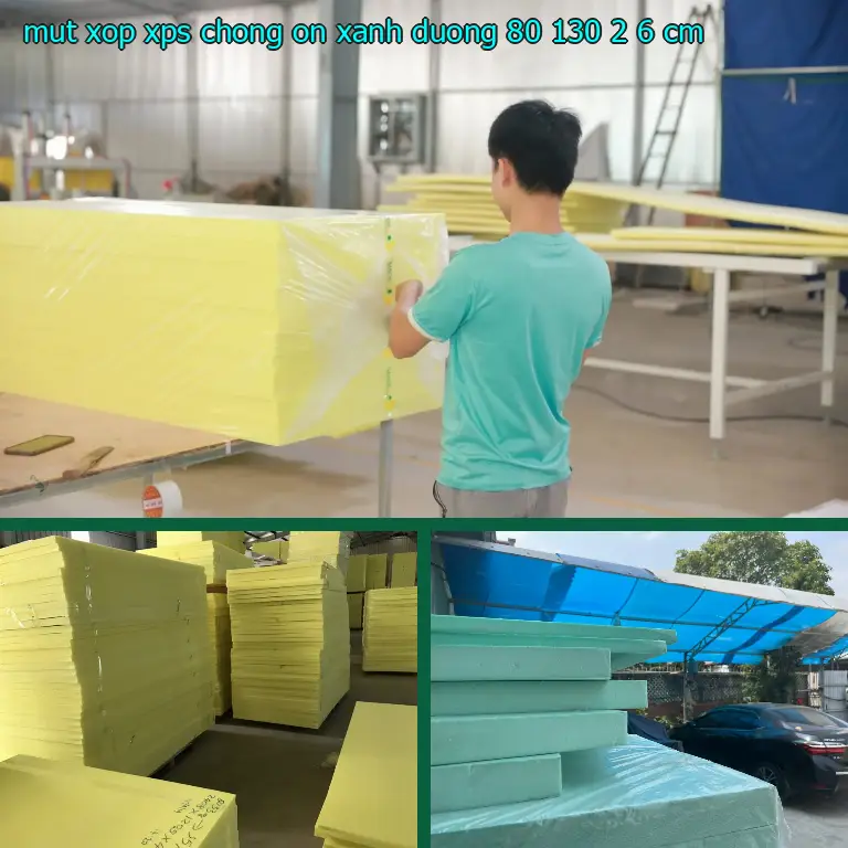 Kích thước mút xốp XPS chống ồn Xanh dương: 80*130*2.6 cm