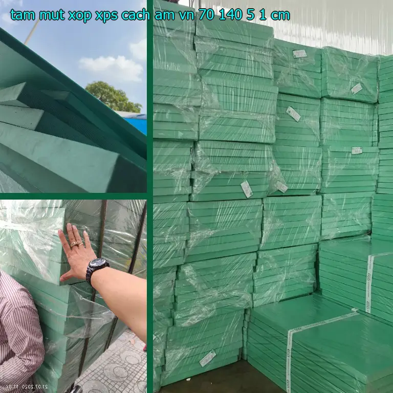 Kích thước tấm mút xốp XPS cách âm VN: 70*140*5.1 cm Kích thước tấm mút xốp XPS cách âm VN: 70*140*5.1 cm
