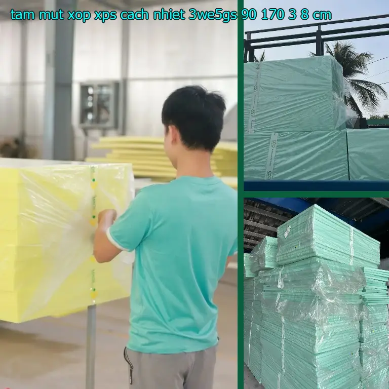 Kích thước tấm mút xốp XPS cách nhiệt 3WE5GS: 90*170*3.8 cm