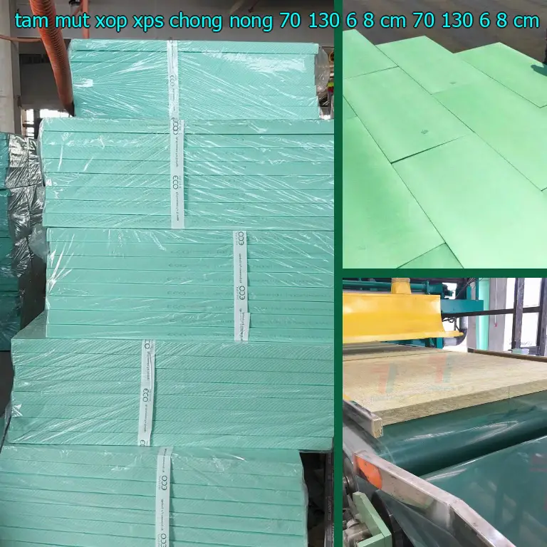 Kích thước tấm mút xốp XPS chống nóng 70*130*6.8 cm: 70*130*6.8 cm