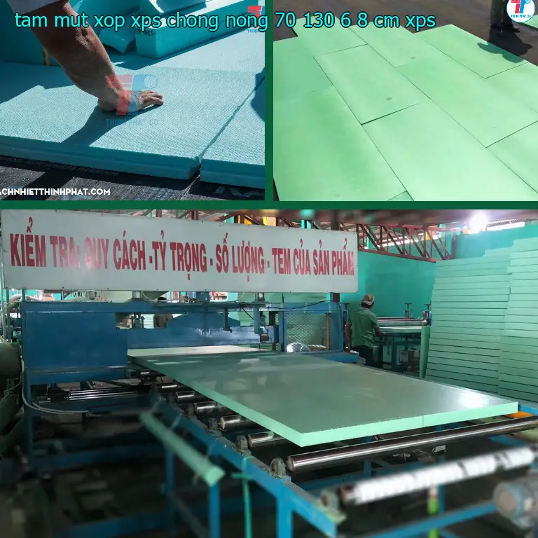 Chất liệu tấm mút xốp XPS chống nóng 70*130*6.8 cm: XPS