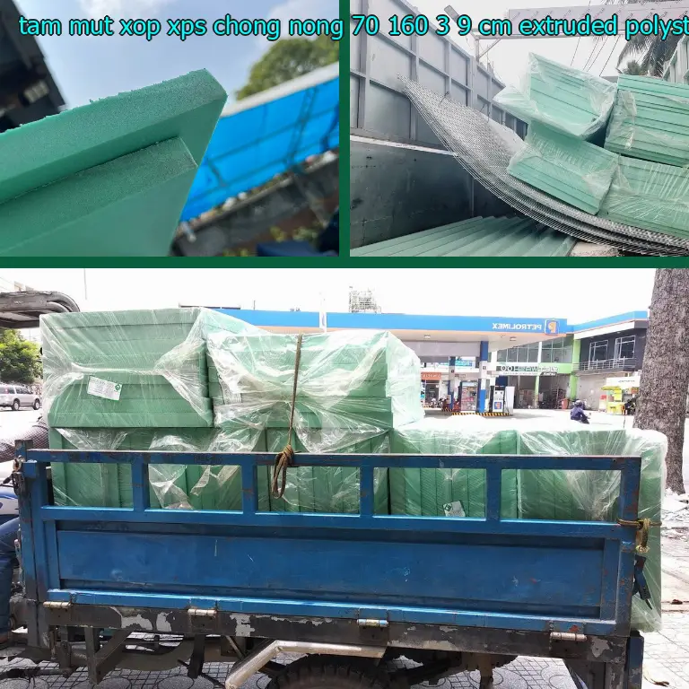 Chất liệu tấm mút xốp XPS chống nóng 70*160*3.9 cm: Extruded Polystyrene Foam Chất liệu tấm mút xốp XPS chống nóng 70*160*3.9 cm: Extruded Polystyrene Foam