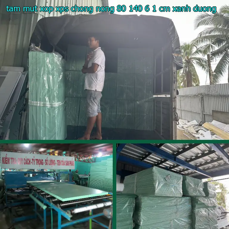 Màu sắc tấm mút xốp XPS chống nóng 80*140*6.1 cm: Xanh dương