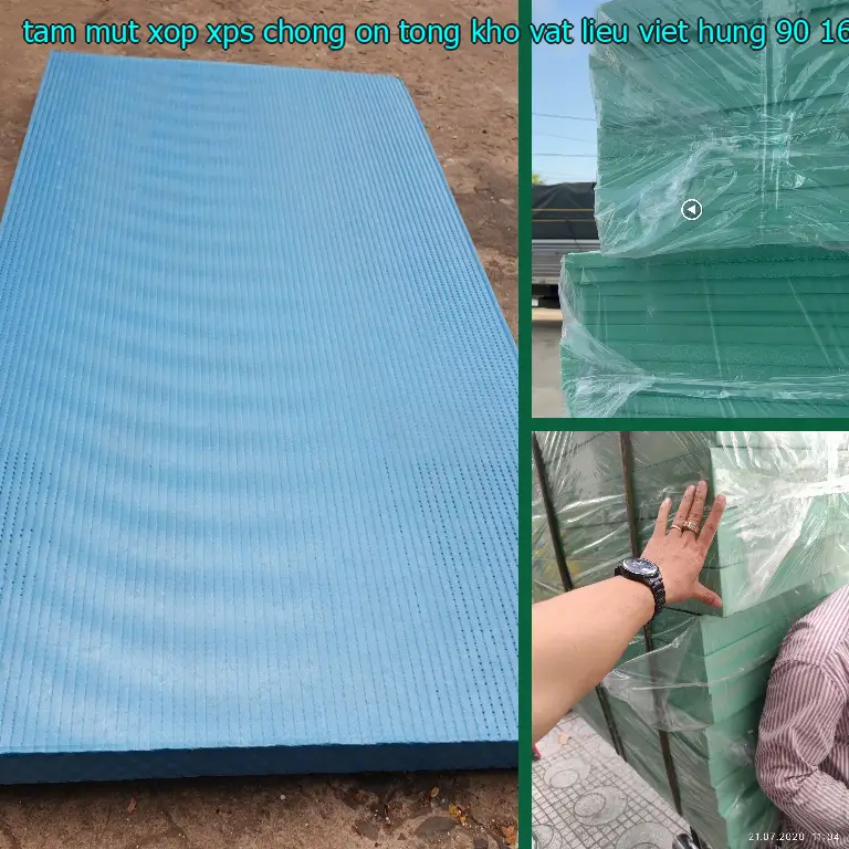 Kích thước tấm mút xốp XPS chống ồn Tổng kho vật liệu Việt Hưng: 90*160*4.4 cm Kích thước tấm mút xốp XPS chống ồn Tổng kho vật liệu Việt Hưng: 90*160*4.4 cm