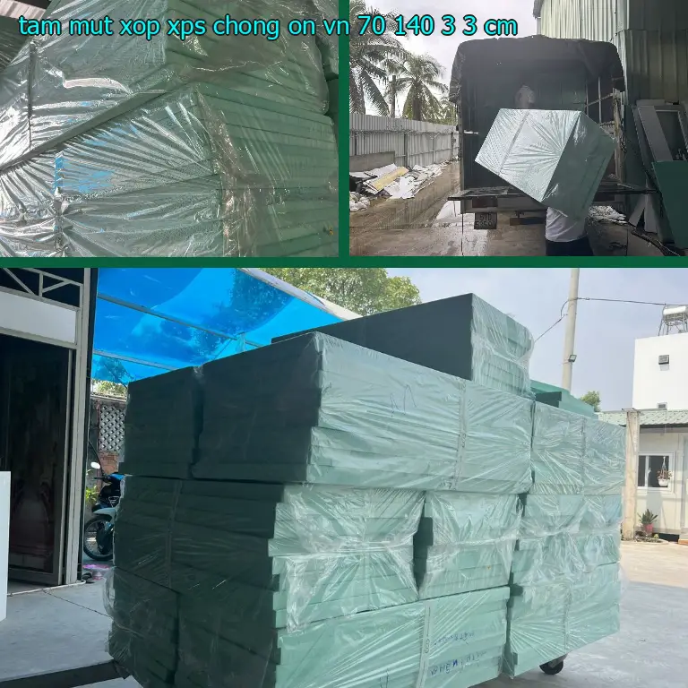 Kích thước tấm mút xốp XPS chống ồn VN: 70*140*3.3 cm Kích thước tấm mút xốp XPS chống ồn VN: 70*140*3.3 cm
