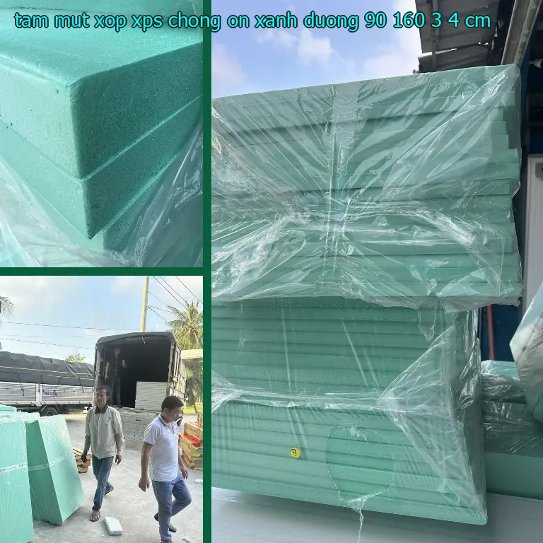 Kích thước tấm mút xốp XPS chống ồn Xanh dương: 90*160*3.4 cm Kích thước tấm mút xốp XPS chống ồn Xanh dương: 90*160*3.4 cm