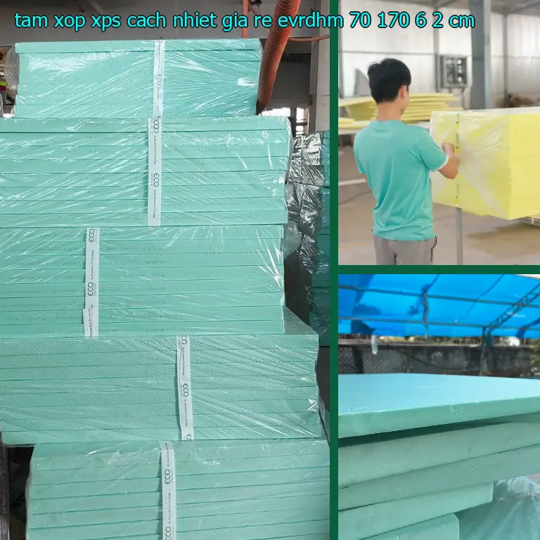 Kích thước tấm xốp XPS cách nhiệt giá rẻ EVRDHM: 70*170*6.2 cm