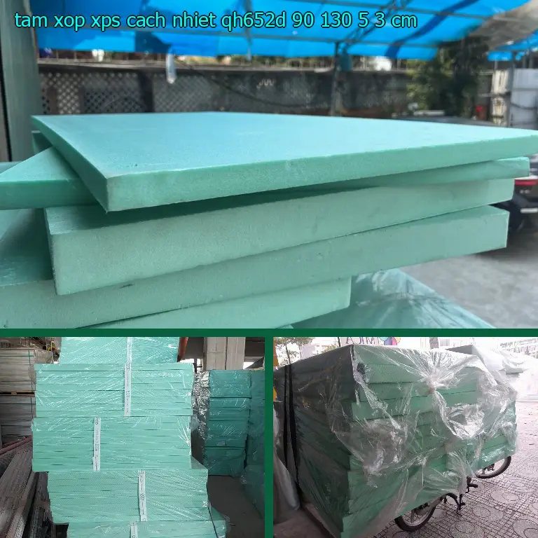 Kích thước tấm xốp XPS cách nhiệt QH652D: 90*130*5.3 cm