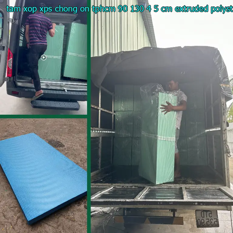 Chất liệu tấm xốp XPS chống ồn TpHCM 90*130*4.5 cm: Extruded Polystyrene