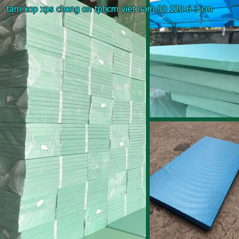Kích thước tấm xốp XPS chống ồn TpHCM Viet Nam: 90*120*6.3 cm
